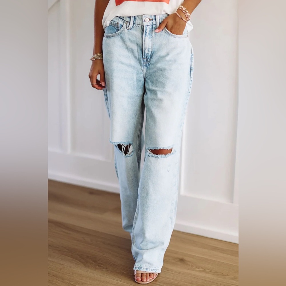 Nwt Good‎ American Good Petite 90’s Relaxed Light Blue Jeans